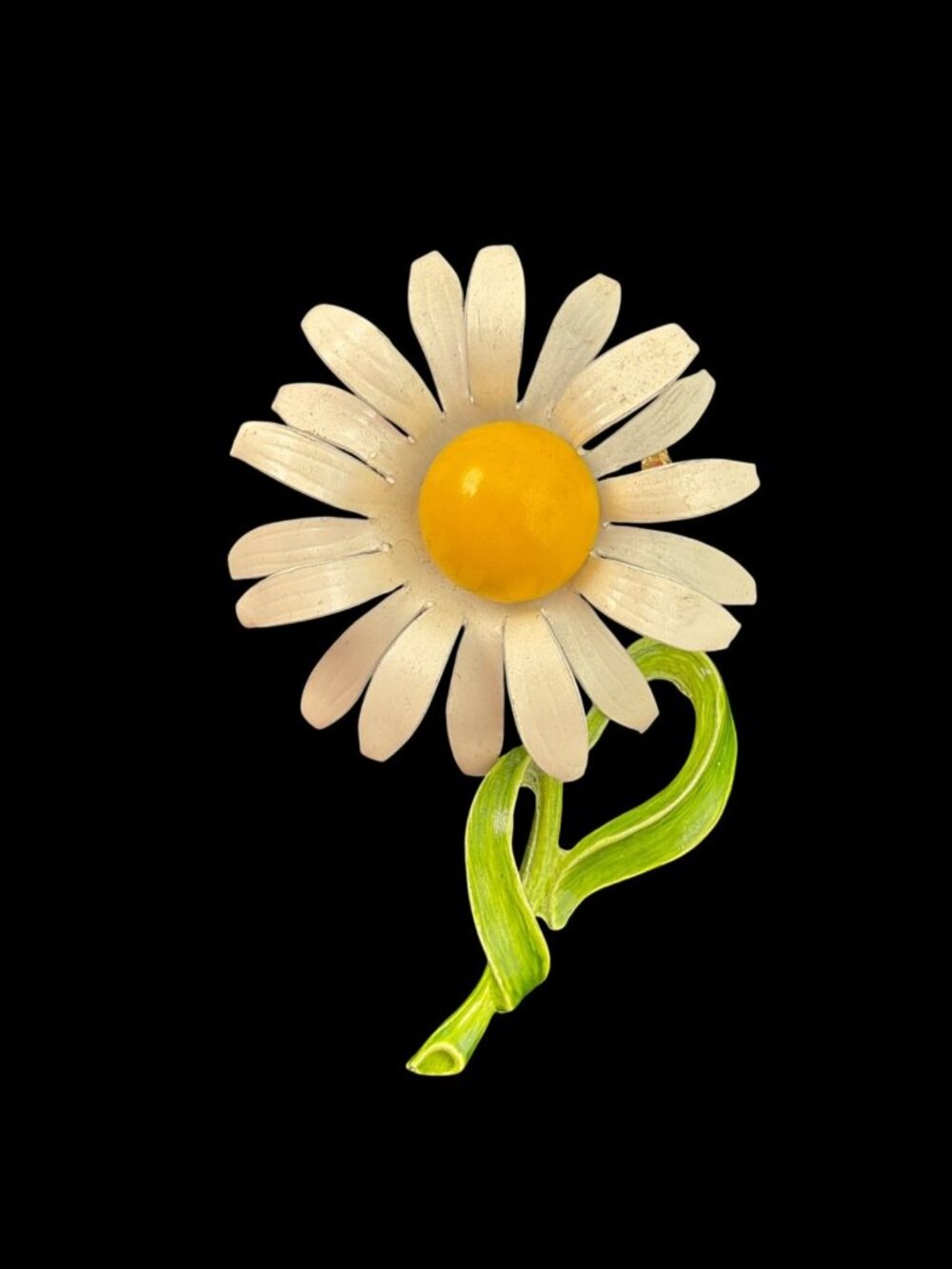 Vintage 60's Daisy Flower Enamel Brooch Pin Old Money MCM Jewelry Lady Like - Picture 5 of 6
